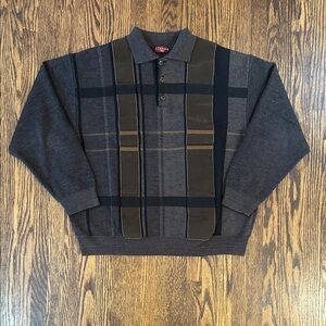 Vintage 90s Wool Blend Knit Sweater with Faux Suede Patches